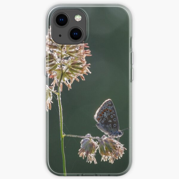 Common Blue Butterfly On Grass iPhone Soft Case