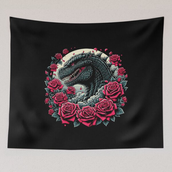 Item preview, Ferocious Dragon Surrounded by Red Roses and Falling Petals designed and sold by beast-net.