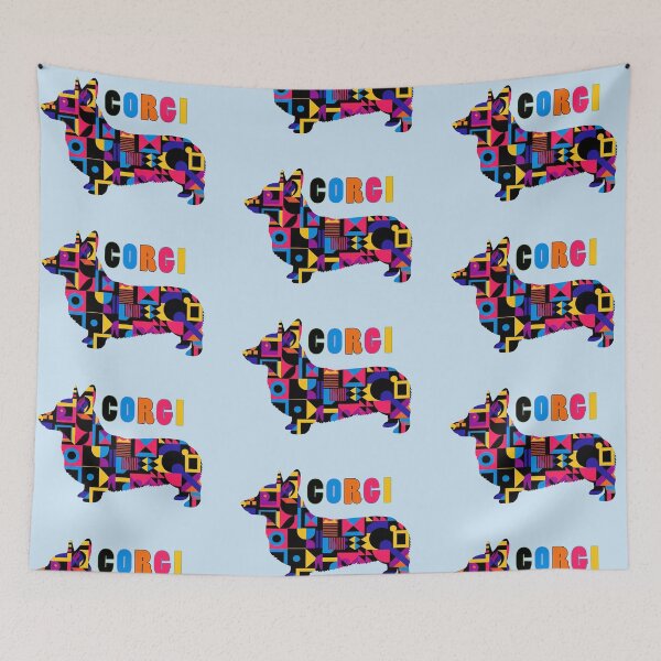 Item preview, Vibrant Geometric Corgi Abstract Dog Art designed and sold by Zini-ArtStudio.