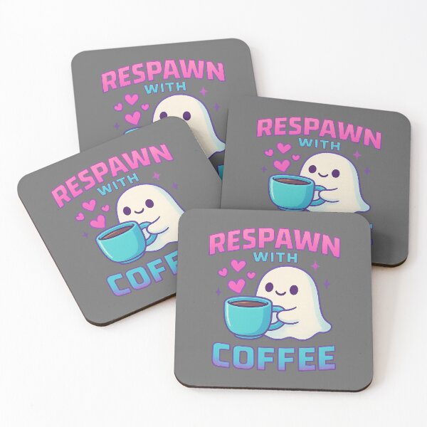 Item preview, Kawaii Gamer Coffee Ghost – Respawn with a Coffee Cup designed and sold by Dream Machine.
