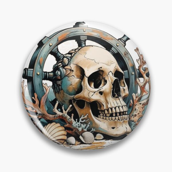 Item preview, Ocean Relic Skull – Nautical Vintage Skull with Coral and Barnacles designed and sold by OOctopusStore.
