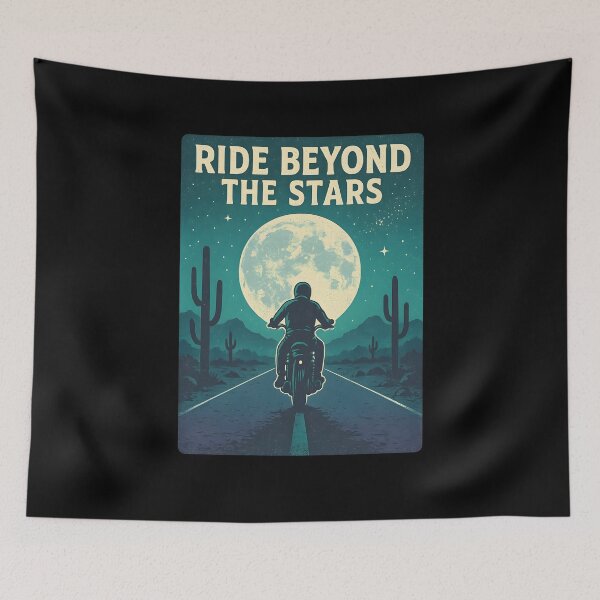Item preview, Moonlit Highway – Vintage Motorcycle Ride designed and sold by ArcadiaSilence.