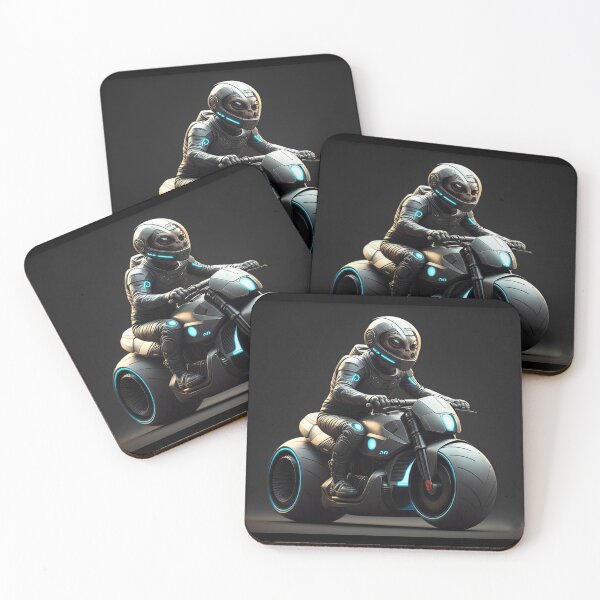 Item preview, Futuristic Alien Rider on Neon Bike designed and sold by PrintBreeze.