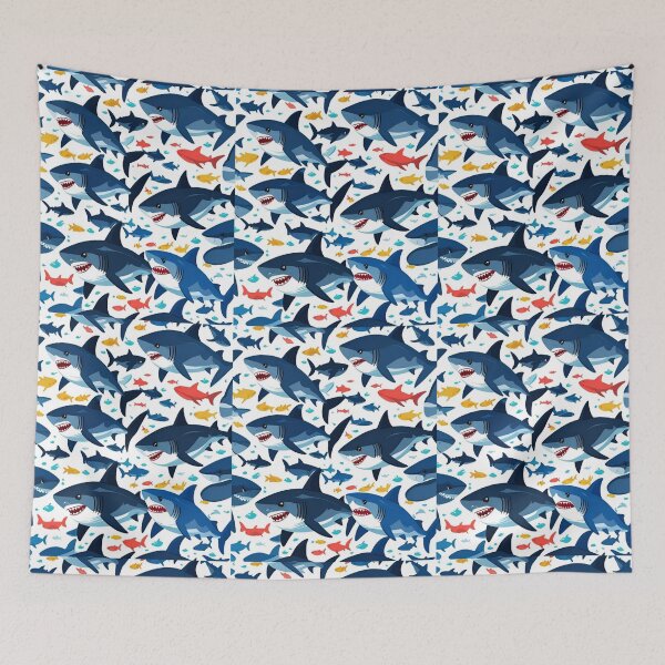 Item preview, Aesthetic Colorful Sharks Pattern – Bold Ocean Pop Art designed and sold by creativerooney.
