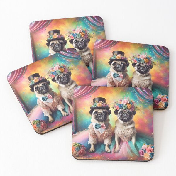Item preview, Pugs Dressed for a Colorful Wedding designed and sold by Wags & Tails.
