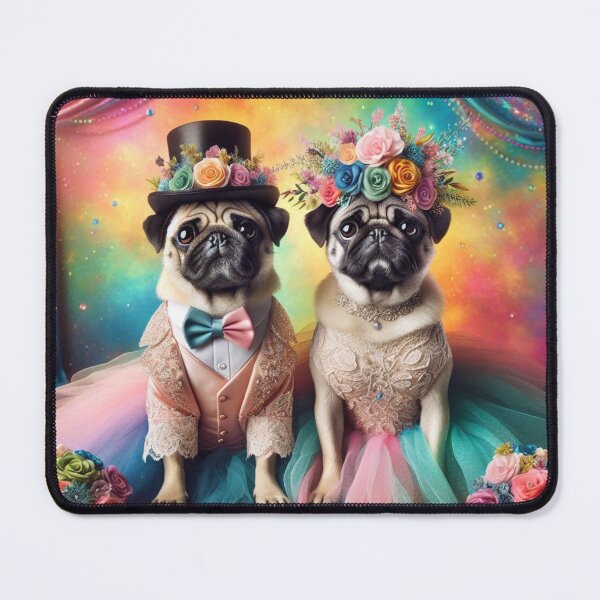 Item preview, Pugs Dressed for a Colorful Wedding designed and sold by Wags & Tails.