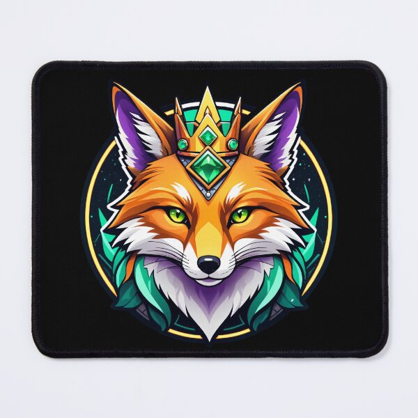 Item preview, Majestic Royal Fox with Emerald Crown in Vibrant Fantasy Style Surrounded by Ornamental Details and Bold Colors designed and sold by Mimoshi ⭐⭐⭐⭐⭐.