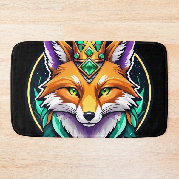 Item preview, Majestic Royal Fox with Emerald Crown in Vibrant Fantasy Style Surrounded by Ornamental Details and Bold Colors designed and sold by Mimoshi ⭐⭐⭐⭐⭐.