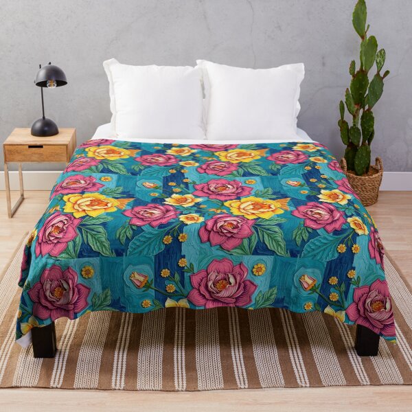 Item preview, Modern Floral Blue Stripes Pattern  home Decor, flowers t-shirt design  designed and sold by TheGaliyaStudio.
