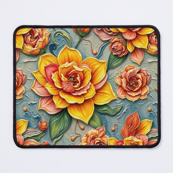 Item preview, Moody Floral Blue and Orange Pattern home Decor and accessories, flowers t-shirt design designed and sold by TheGaliyaStudio.