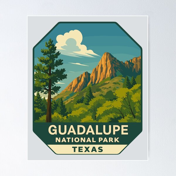 Item preview, Pegatina retro del Parque Nacional de las Montañas de Guadalupe designed and sold by Ismeal Von.