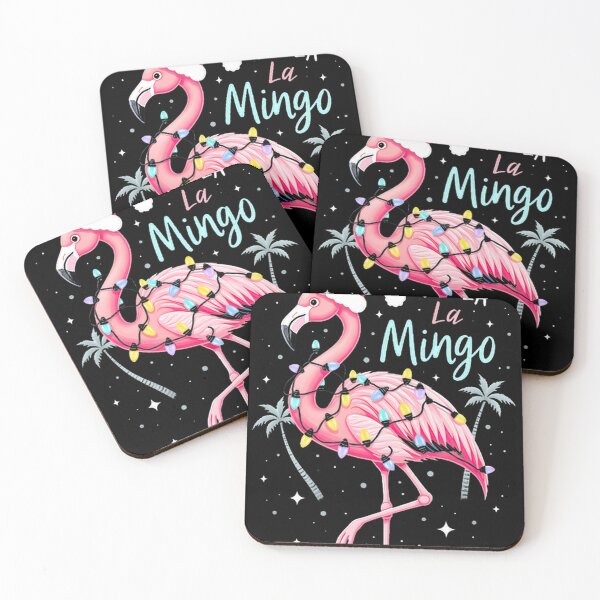 Item preview, Fa La La Mingo | Tropical Christmas Flamingo with Lights & Santa Hat designed and sold by SunScapecds.