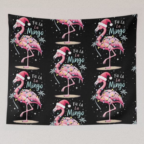 Item preview, Fa La La Mingo | Tropical Christmas Flamingo with Lights & Santa Hat designed and sold by SunScapecds.
