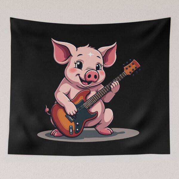 Artikelvorschau, Rockendes Schwein mit Gitarre entworfen und verkauft von Hans-Design.