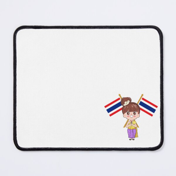 Item preview, Cute Thai Girl Cartoon with Thailand Flag – Traditional Thai Culture Design designed and sold by konthai.familyart.