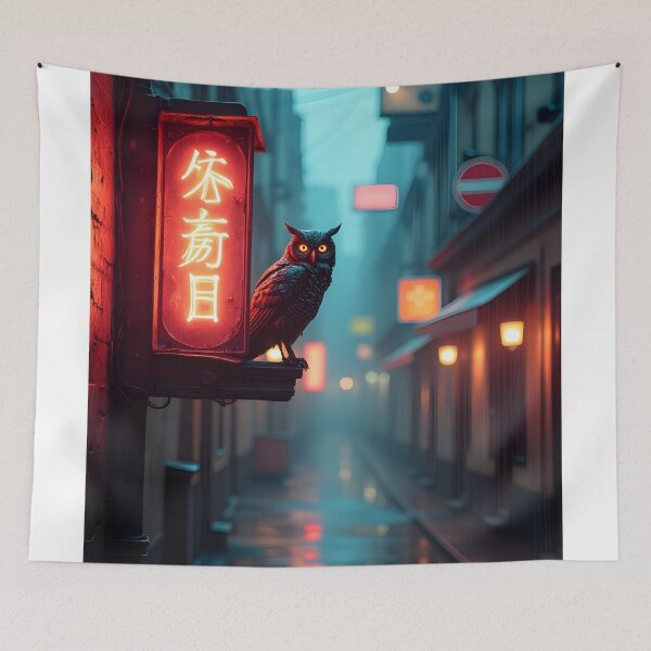Item preview, Nocturnal Sentinel in Neon Alley designed and sold by oanaunciuleanu.
