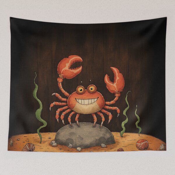Item preview, Happy Crab on the Rock designed and sold by Whimsical Hug.