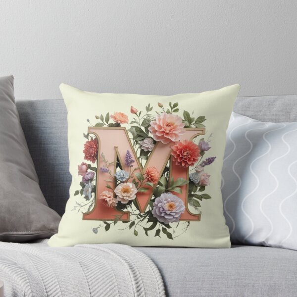 Artikelvorschau, Elegantes florales Monogramm Buchstabe M – Botanischer Anfangsbuchstabe mit Pfingstrosen, Rosen und Dahlien | Personalisiertes Geschenk & feminines Dekor entworfen und verkauft von AmenAlways.