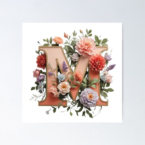 Item preview, Elegant Floral Monogram Letter M – Botanical Initial with Peonies, Roses & Dahlias | Personalized Gift & Feminine Decor designed and sold by AmenAlways.