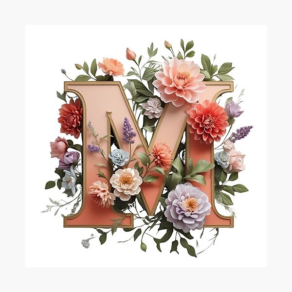 Item preview, Elegant Floral Monogram Letter M – Botanical Initial with Peonies, Roses & Dahlias | Personalized Gift & Feminine Decor designed and sold by AmenAlways.