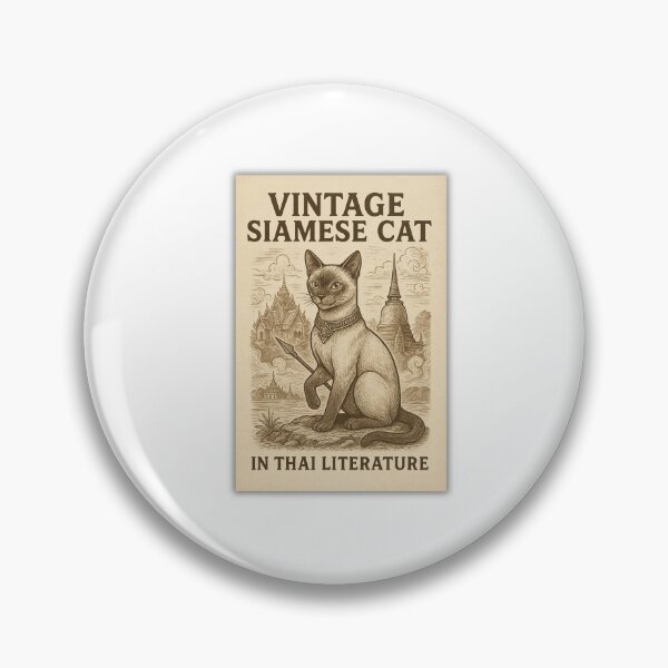 Item preview, Vintage Siamese Cat in Thai Literature – Traditional Thai Art Illustration designed and sold by konthai.familyart.