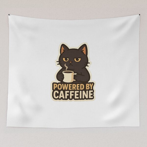 Item preview, Cat –  Powered By Caffeine designed and sold by CrazyMop_.