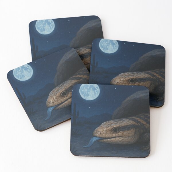 Item preview, Central Blue Tongue Skink Illustration at Night designed and sold by NocturnalNook.