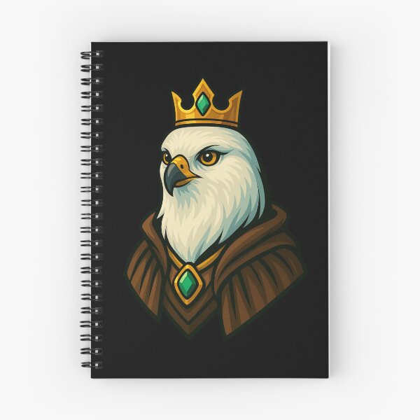 Item preview, Regal Hawk Queen Character Wearing Golden Crown and Emerald Pendant in Noble Cloak Fantasy Animal Illustration designed and sold by Mimoshi ⭐⭐⭐⭐⭐.