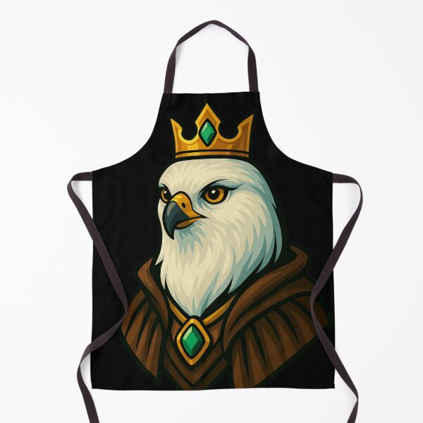 Item preview, Regal Hawk Queen Character Wearing Golden Crown and Emerald Pendant in Noble Cloak Fantasy Animal Illustration designed and sold by Mimoshi ⭐⭐⭐⭐⭐.