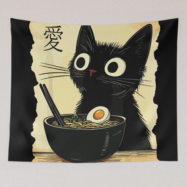 Item preview, Cat eating ramen  designed and sold by BrownHorse90s.