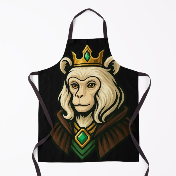 Item preview, Elegant Monkey Queen Character with Golden Crown and Emerald Necklace Wearing Royal Cloak Fantasy Animal Illustration Design designed and sold by Mimoshi ⭐⭐⭐⭐⭐.