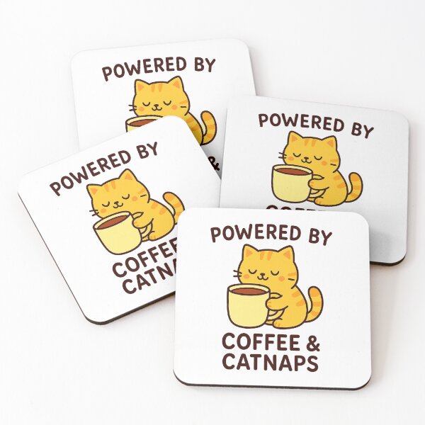 Item preview, Powered by Coffee & Catnaps – Cute Cat Sticker designed and sold by Romrawin.