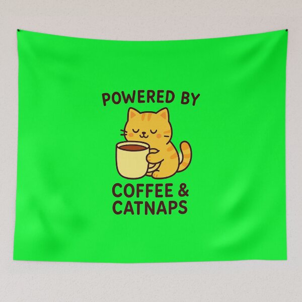Item preview, Powered by Coffee & Catnaps – Cute Cat Sticker designed and sold by Romrawin.
