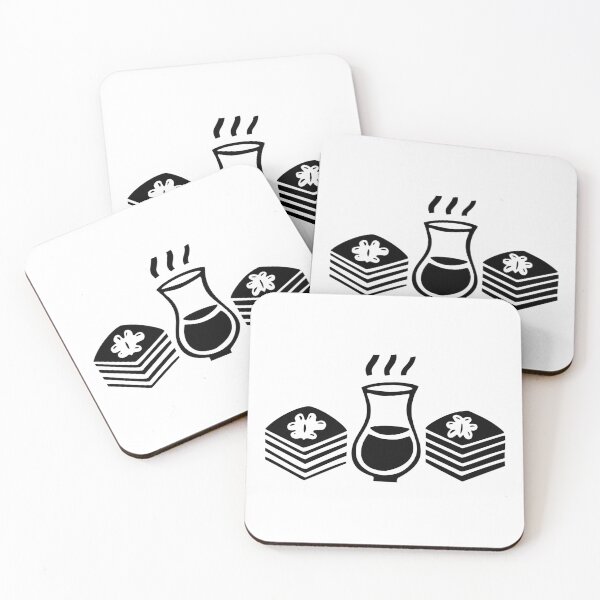 Item preview, Turkish Tea Glass With Baklava Sweet Illlustration Travel Logo designed and sold by DuckAndDuckPrints.