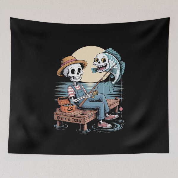 Item preview, Skeleton Fishing Funny Halloween Outdoors Design designed and sold by VenusStyleCo.