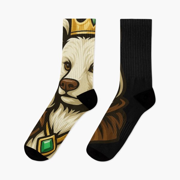 Item preview, Noble White Bear Queen Character Wearing Golden Crown and Emerald Pendant with Royal Cloak Fantasy Animal Illustration designed and sold by Mimoshi ⭐⭐⭐⭐⭐.
