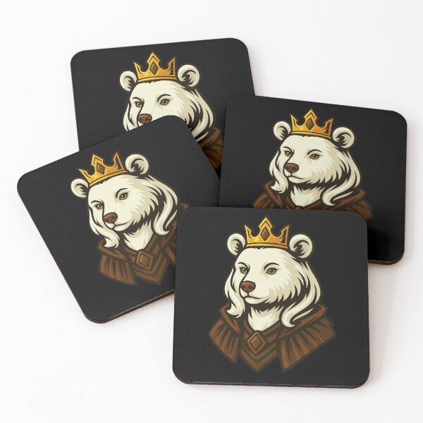 Item preview, Royal White Bear Queen Character in Golden Crown and Brown Cloak with Noble Expression Fantasy Animal Illustration designed and sold by Mimoshi ⭐⭐⭐⭐⭐.