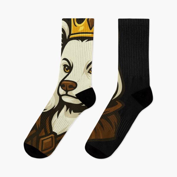 Item preview, Royal White Bear Queen Character in Golden Crown and Brown Cloak with Noble Expression Fantasy Animal Illustration designed and sold by Mimoshi ⭐⭐⭐⭐⭐.