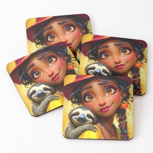 Item preview, Charming girl with sloth in vibrant colors designed and sold by Artessie.