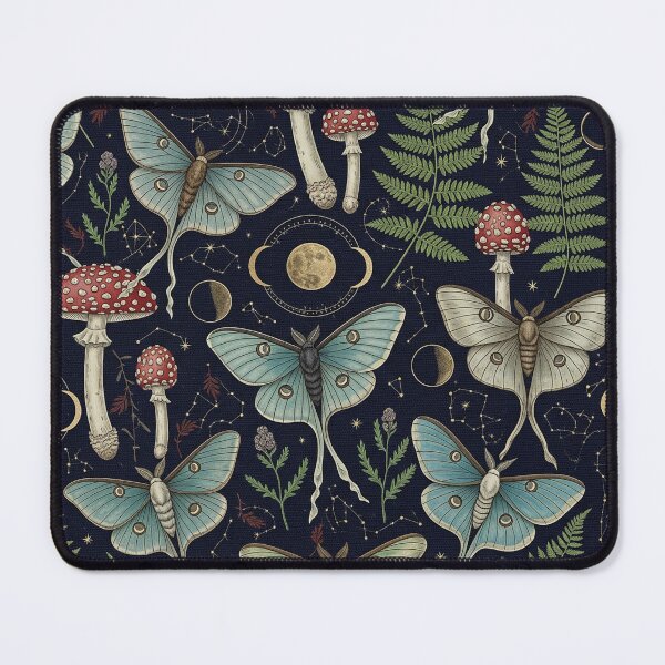 Item preview, Moody Celestial Academia Moth & Moon Seamless Pattern designed and sold by ColorVR.