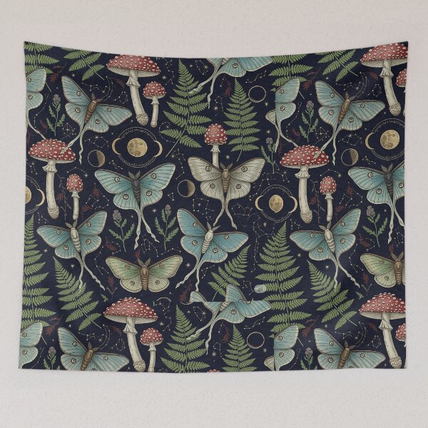 Item preview, Moody Celestial Academia Moth & Moon Seamless Pattern designed and sold by ColorVR.