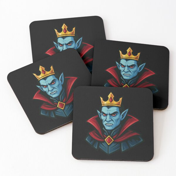 Item preview, Dark Vampire King with Golden Crown, Fangs, Red Eyes, and Crimson Cape in Gothic Cartoon Style designed and sold by Mimoshi ⭐⭐⭐⭐⭐.