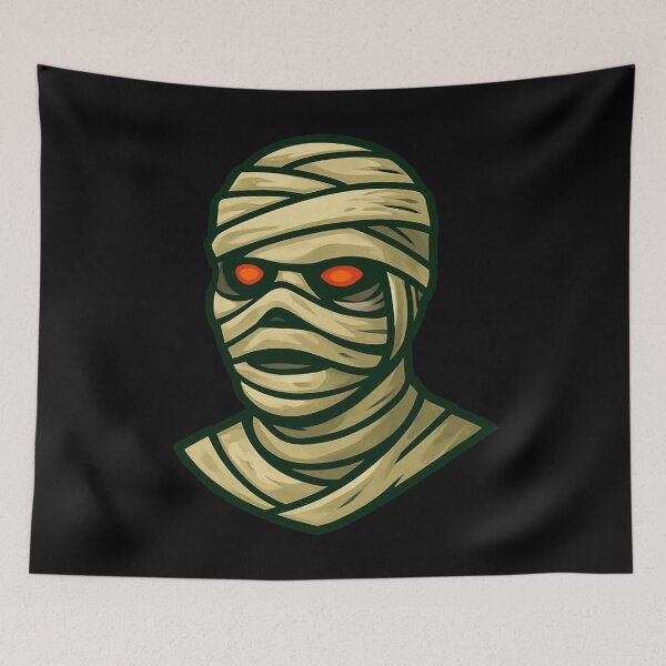 Item preview, Scary Creepy Mummy Character Illustration Red Glowing Eyes Wrapped Bandages Halloween Horror Spooky Monster Artwork Dark Style designed and sold by Mimoshi ⭐⭐⭐⭐⭐.