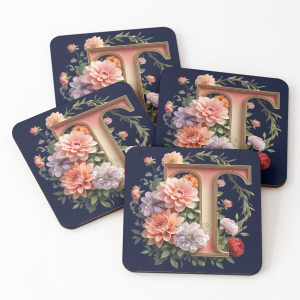 Item preview, Elegant Floral Monogram Letter T – Botanical Initial with Peonies, Roses & Dahlias | Personalized Gift & Feminine Decor designed and sold by AmenAlways.