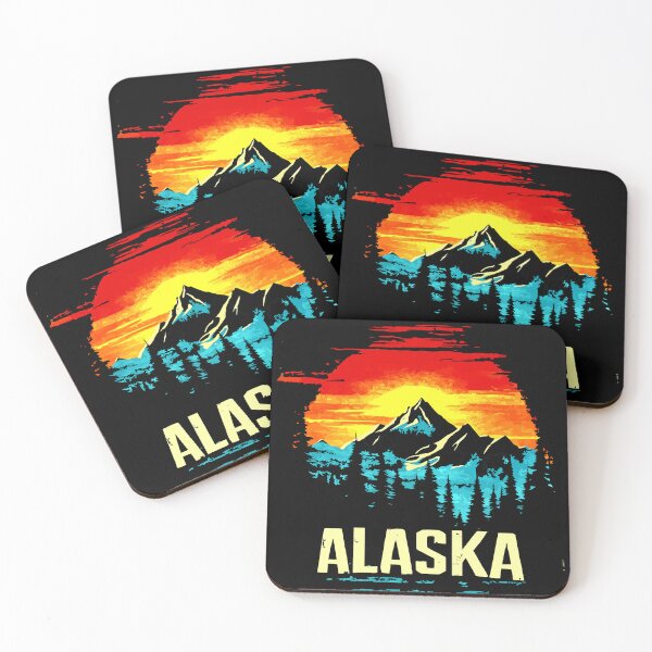 Item preview, Retro Alaska Wilderness Sunset Mountain Design designed and sold by VikArtStudio.