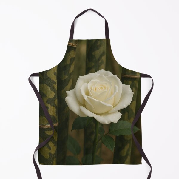 Item preview, Bamboo with camouflage-patterned stalks and a white rose designed and sold by BambooVibes.