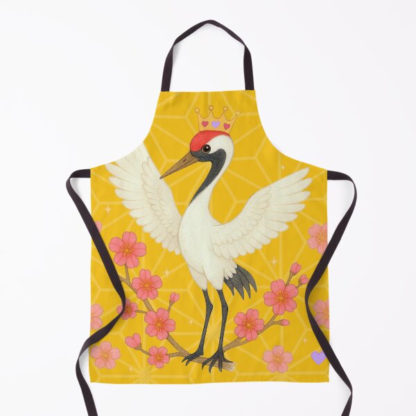 Item preview, Red-Crowned Crane with Plum Blossoms - Japanese Pattern Yellow designed and sold by HIMEKARI.