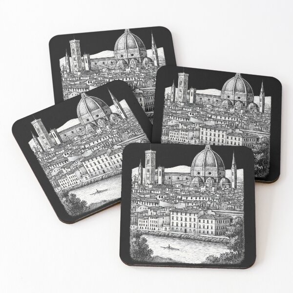 Item preview, Florence Duomo & Arno River – City Sketch designed and sold by Corvoria.