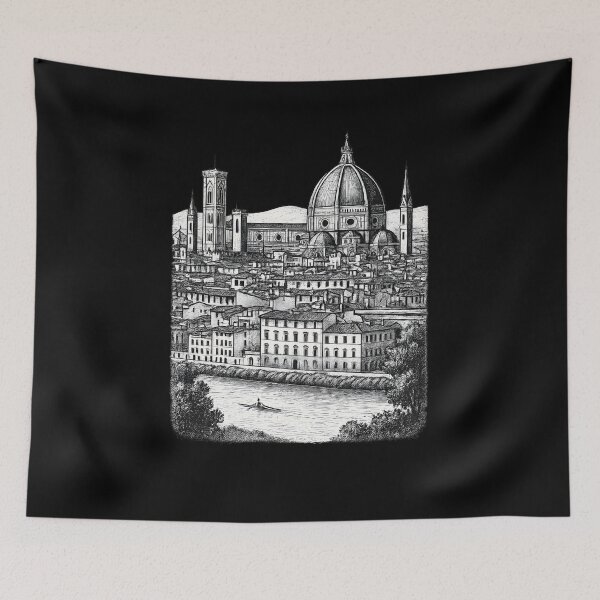 Item preview, Florence Duomo & Arno River – City Sketch designed and sold by Corvoria.