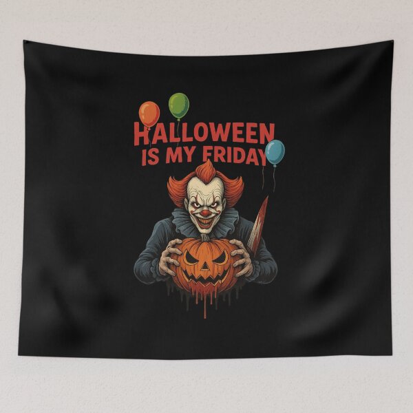 Item preview, Scary Clown Halloween T-Shirt – Creepy Pumpkin & Balloons Horror Design designed and sold by Trendora Studio.
